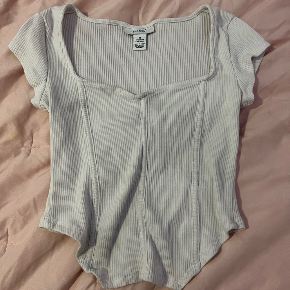 white form fit crop top